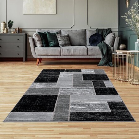 Lbaiet Lbaiet SL973C81 Black Verena Geometric 8 x 10 ft. Rectangle Area Rug; Black & Gray SL973C81 Black